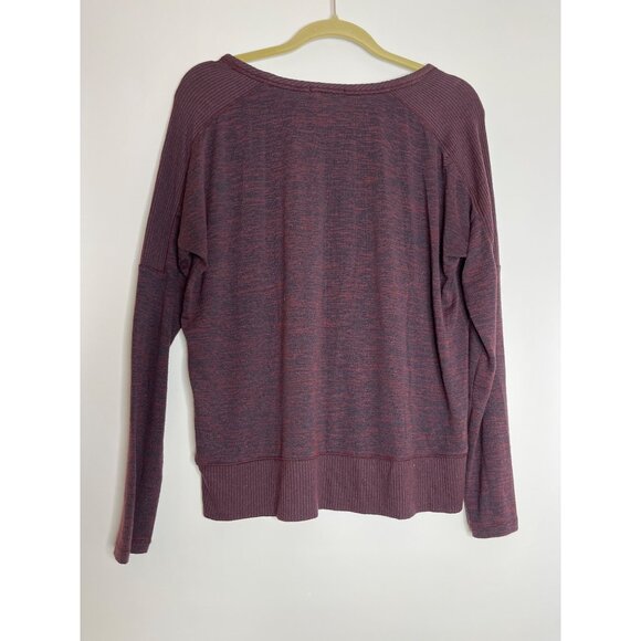 Rag & Bone Ribbed Shoulder Hem Round Neck‎ Long Sleeve Shirt Maroon Black Medium - Picture 7 of 8